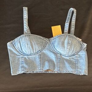 Light Blue Denim Bustier Top NWT